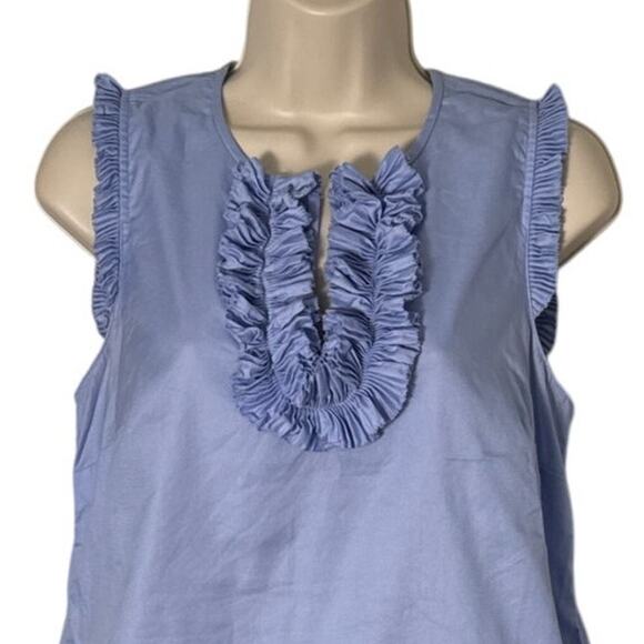 J. Crew Margot Ruffle Front Sleeveless Top in Cotton Pique Light Blue Size 4 - Picture 8 of 8